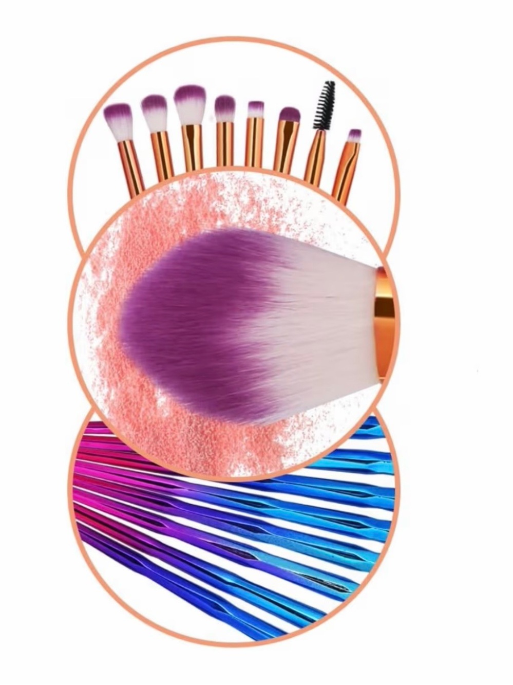 Purple & Blue Ombre Makeup 20 Brush Set - Unbranded